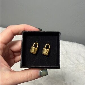 LV Gold Padlock Stud Earrings